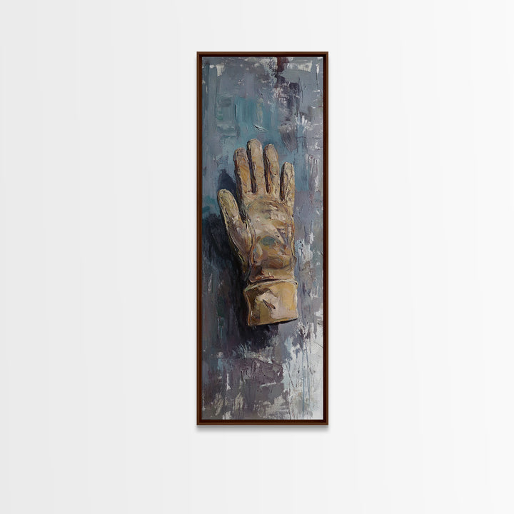 Weathered Work Glove Still Life Canvas Print, Industrial Wall Art, Rustic Garage Decor, Masculine Office Decor, Gift For Him