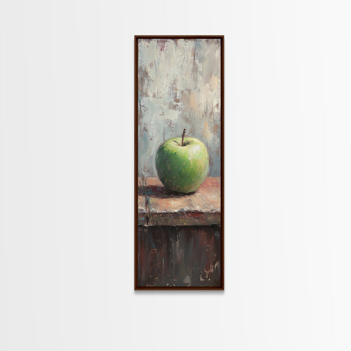 Green Apple Still Life Wall Art, Rustic Kitchen Canvas Print For Farmhouse Decor, Fruit Art, Dining Room Decor, Gift For Her
