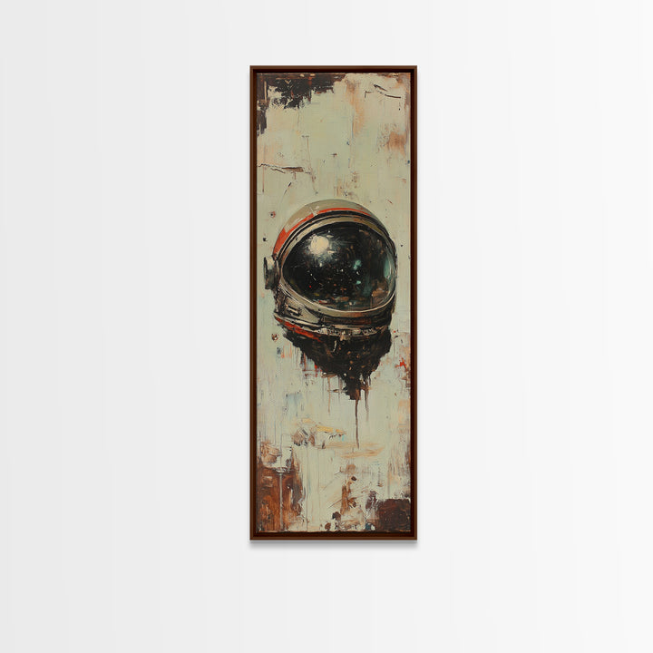 Weathered Astronaut Helmet Canvas Print, Retro Space Wall Art, Sci Fi Decor, Futuristic Office Decor, Gift For Him, Modern Home Decor