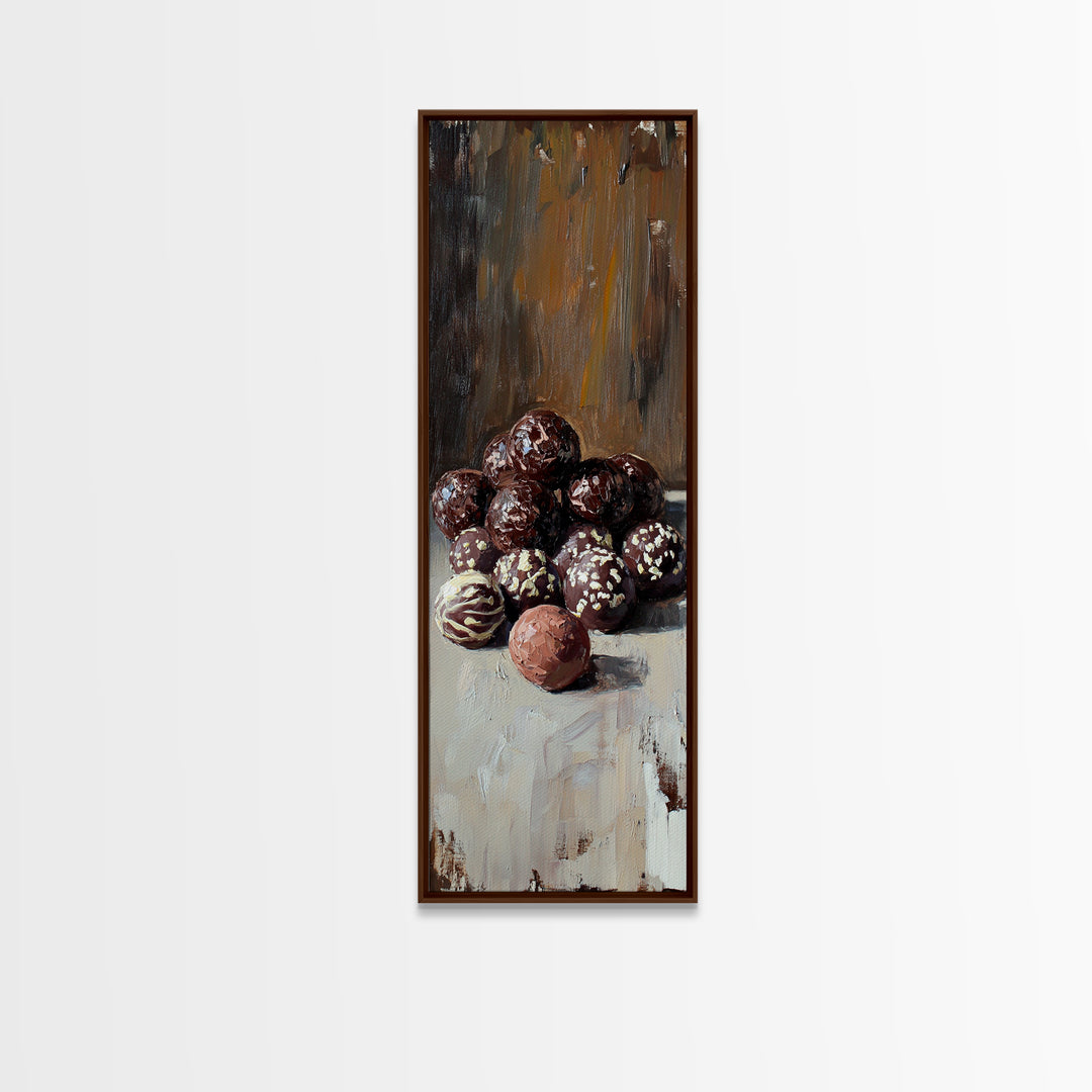 Chocolate Truffle Still Life Wall Art, Moody Kitchen Decor, Food Art Print, Dining Room Canvas Print, Gift For Foodie, Home Decor