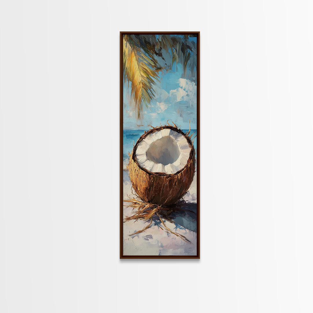 Tropical Coconut Beach Wall Art, Coastal Canvas Print, Palm Tree Ocean Decor, Summer Beach House Wall Decor Gift For Her