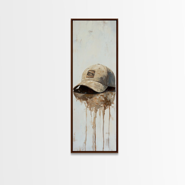 Weathered Baseball Cap Still Life Wall Art, Rustic Americana Decor, Sports Room Canvas Print, Man Cave Art Print, Gift For Him