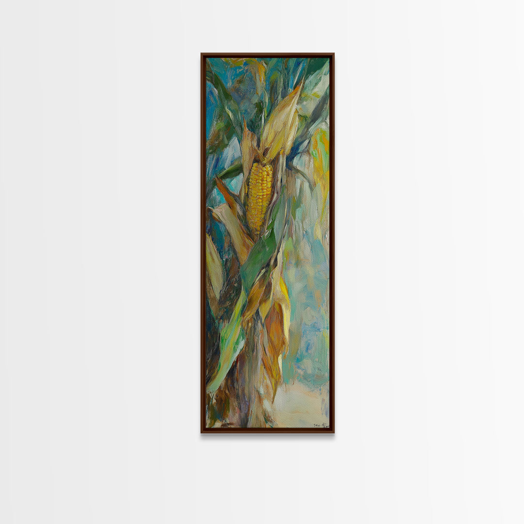 Rustic Corn Cob In Husk Canvas Print, Farmhouse Kitchen Wall Art, Country Harvest Decor, Southwestern Food Art Print, Home Decor