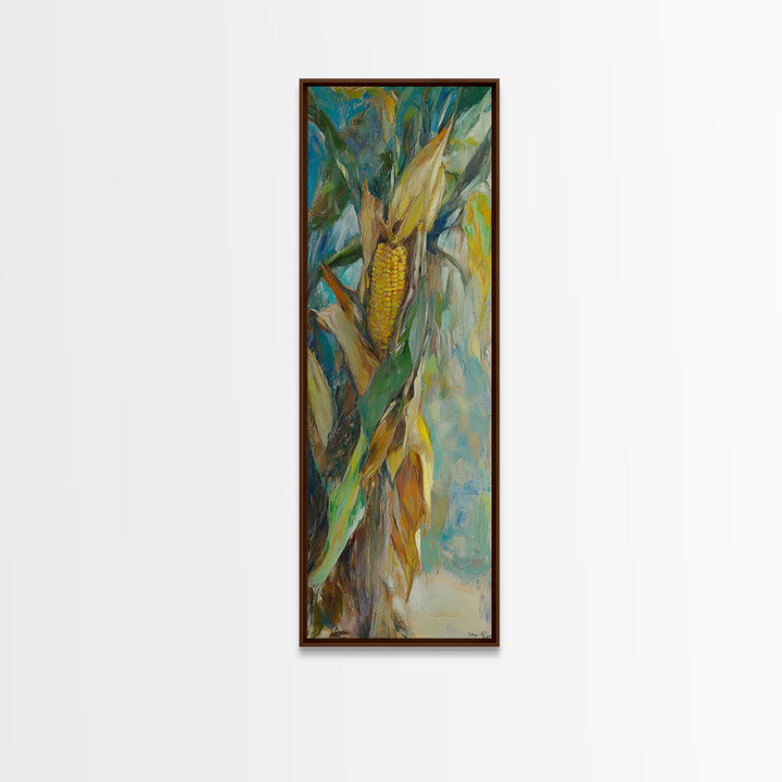 Rustic Corn Cob In Husk Canvas Print, Farmhouse Kitchen Wall Art, Country Harvest Decor, Southwestern Food Art Print, Home Decor