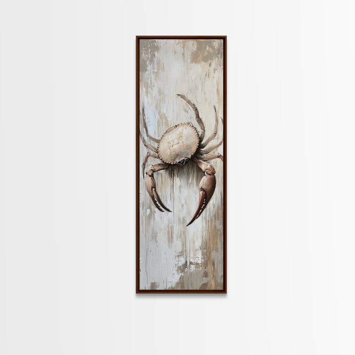 Coastal Crab Canvas Print, Nautical Wall Art, Beach House Decor, Rustic Seafood Painting, Ocean Kitchen Home Decor, Gift For Her