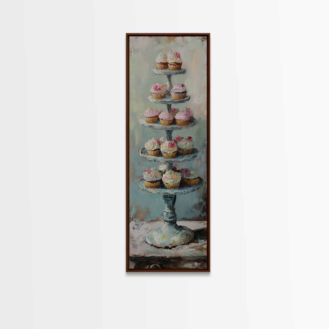 Tiered Cupcake Stand Still Life Canvas Print, Bakery Wall Art, Kitchen Decor, Patisserie Print, Gift For Baker, Cafe Decor