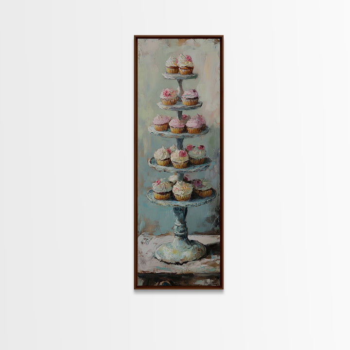 Tiered Cupcake Stand Still Life Canvas Print, Bakery Wall Art, Kitchen Decor, Patisserie Print, Gift For Baker, Cafe Decor