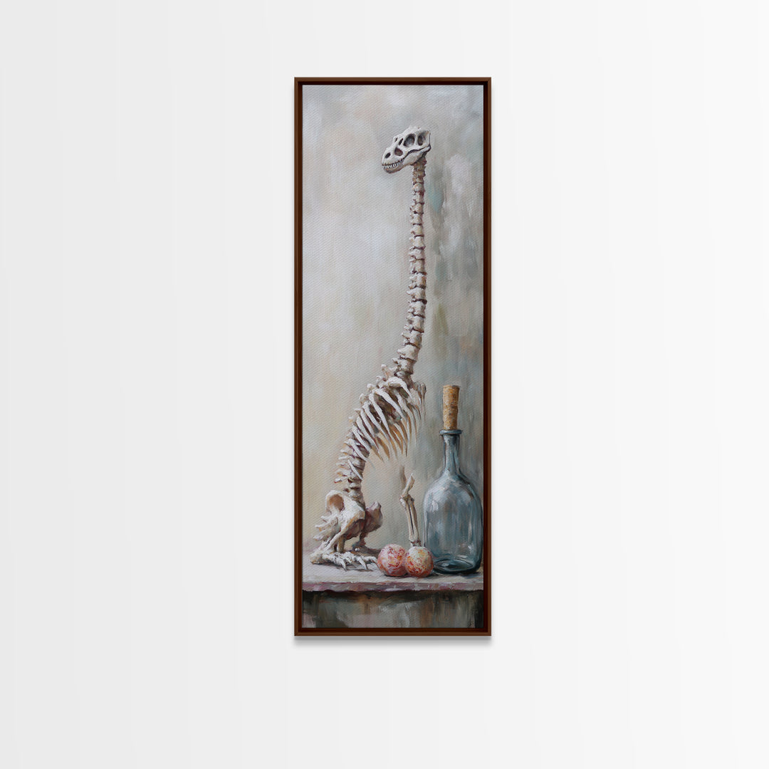 Dinosaur Skeleton Curiosity Still Life Canvas Print, Dark Academia Wall Art, Oddities Decor, Gothic Wall Decor, Museum Print