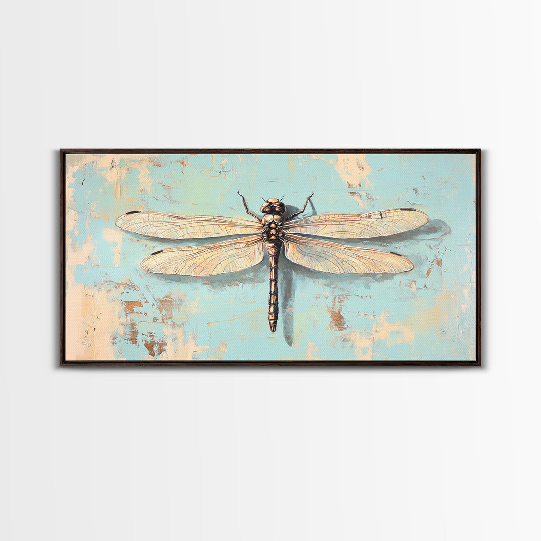 Detailed Dragonfly Insect Wall Art, Nature Canvas Print, Entomology Decor, Botanical Wall Decor, Rustic Wildlife Art, Home Decor