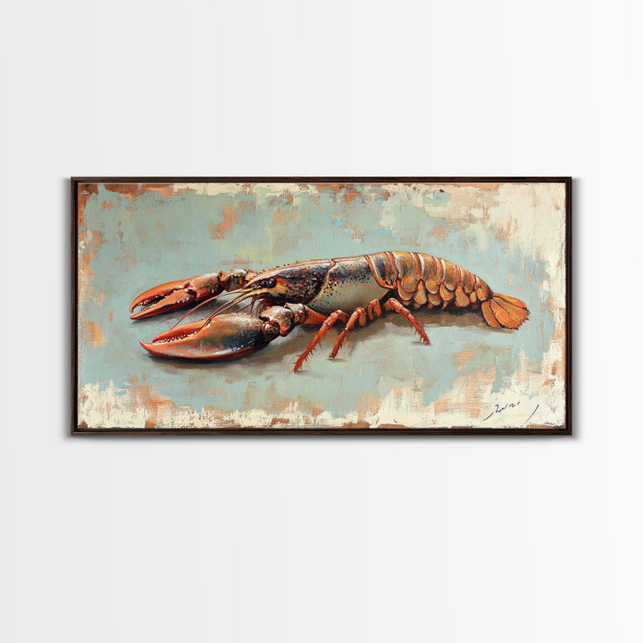 Red Lobster Seafood Still Life Wall Art, Coastal Kitchen Decor, Nautical Canvas Wall Art, Beach House Dining Room Gift Idea