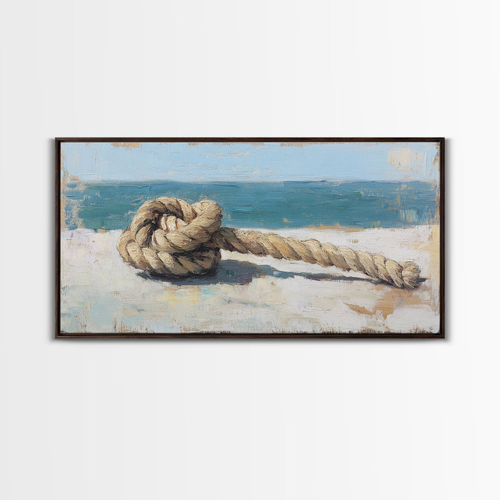 Weathered Nautical Rope Knot Canvas Print, Coastal Wall Art, Beach House Decor, Ocean Art Print, Rustic Seaside Gift, Gift For Him