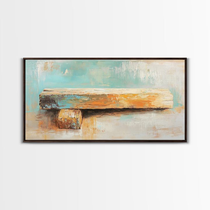Weathered Wood Plank Abstract Wall Art, Rustic Textured Minimalist Canvas Print, Wabi Sabi Decor, Neutral Modern Home Decor