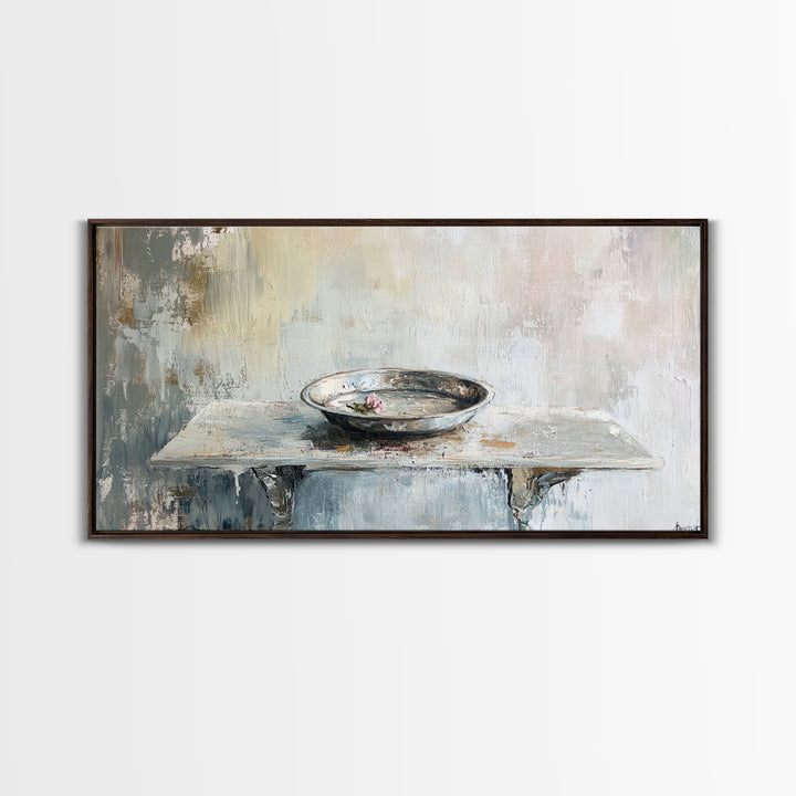 Wabi Sabi Ceramic Bowl Still Life Canvas Print, Neutral Wall Art, Minimalist Decor, Japandi Kitchen Wall Decor Gift Idea