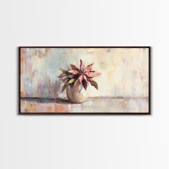 Succulent Plant In Ceramic Pot Wall Art, Botanical Canvas Print, Modern Home Decor, Neutral Bedroom Art Gift For Her, Housewarming Gift