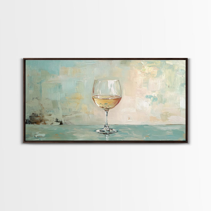 Single White Wine Glass Canvas Print, Minimalist Kitchen Wall Art, Bar Cart Decor, Neutral Dining Room Art, Gift For Her