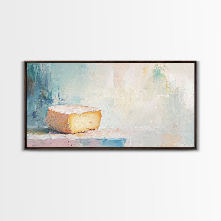 Soft Pastel Cheese Still Life Framed Canvas Print, Minimalist Kitchen Wall Art, Neutral Home Decor, Food Lover Gift For Her