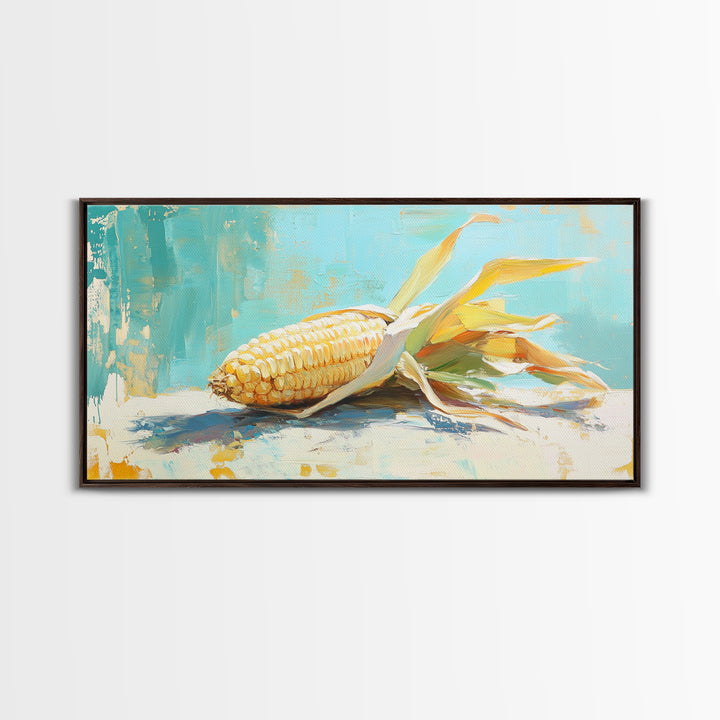 Golden Corn Still Life Canvas Print, Farmhouse Kitchen Wall Art, Rustic Country Decor, Food Art Print For Dining Room Decor