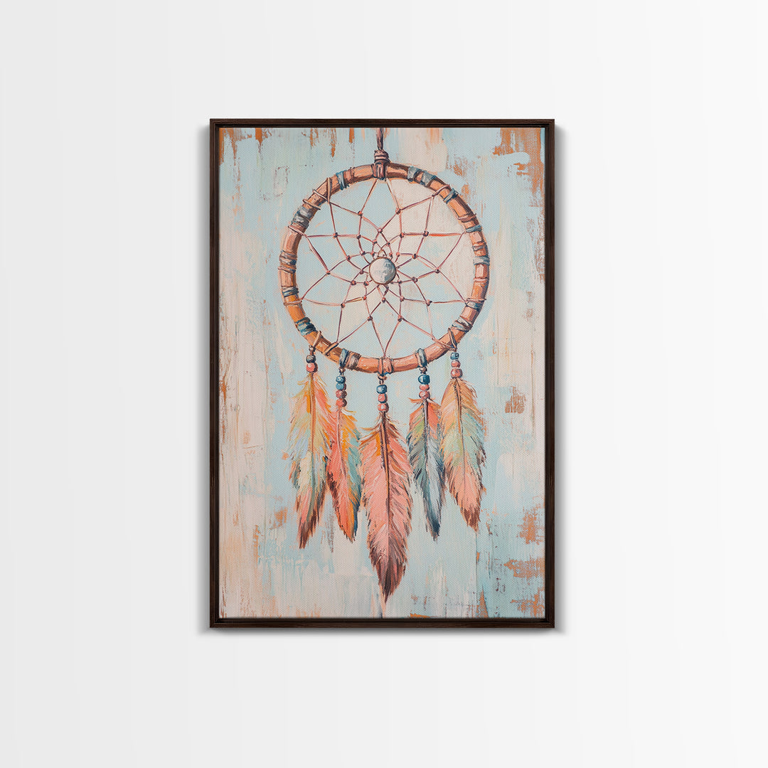 Boho Dreamcatcher Feathers Wall Art, Southwestern Canvas Print, Spiritual Home Decor, Nursery Wall Decor, Unique Gift Idea