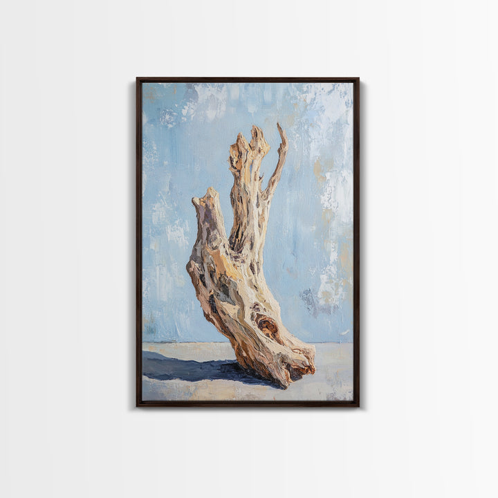 Sculptural Driftwood Still Life Canvas Print, Coastal Wall Art, Organic Modern Decor, Rustic Nature Art, Beach House Gift