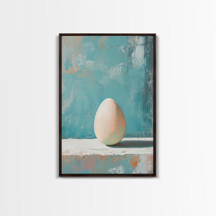 Minimal Egg Still Life Canvas Print, Neutral Kitchen Wall Art, Minimalist Wall Art For Modern Home Decor And Housewarming Gift