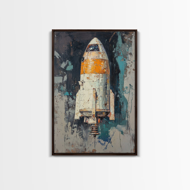 Retro Rocket Ship Spacecraft Wall Art, Sci Fi Wall Art, Futuristic Decor, Space Wall Decor, Gaming Room Art, Large Canvas Art