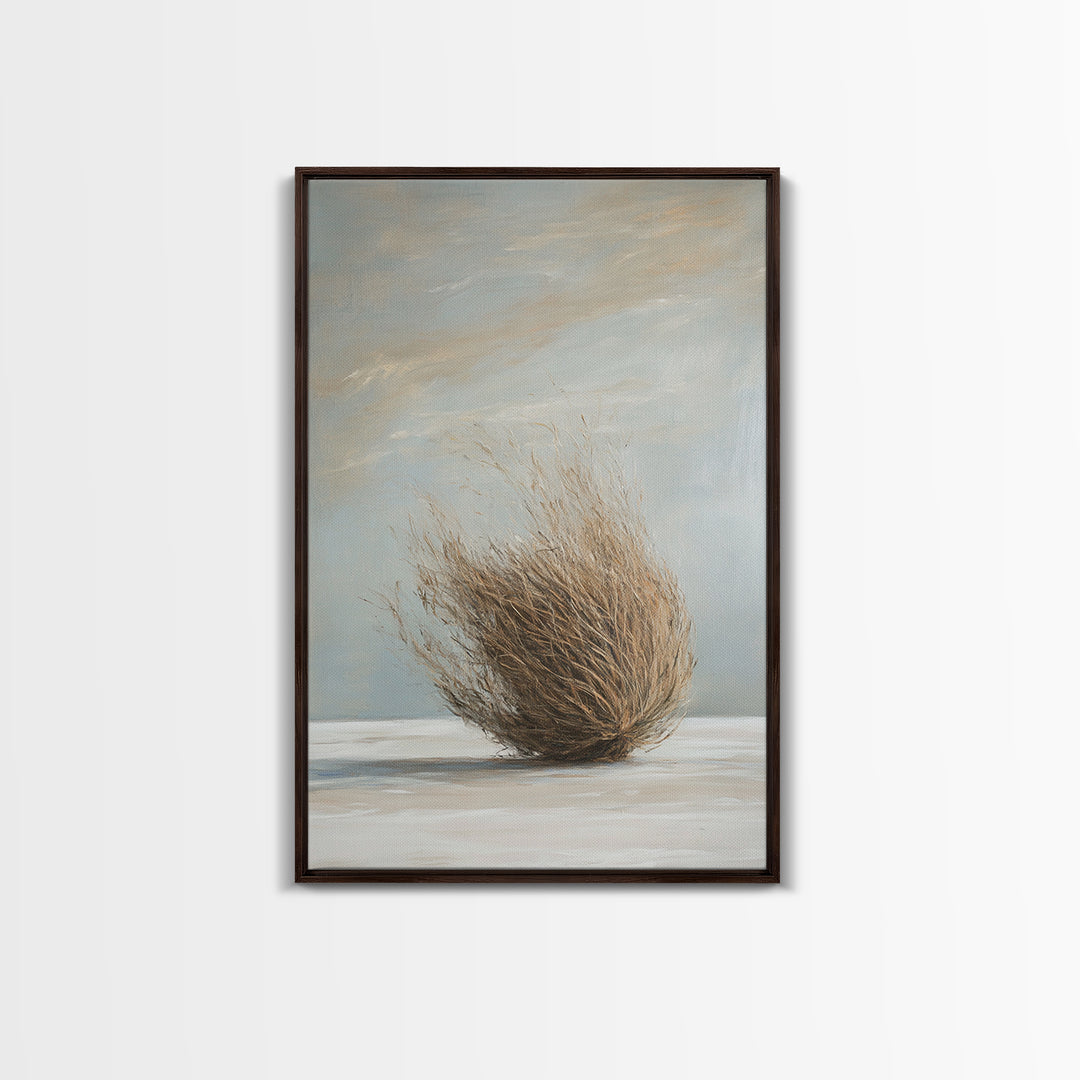 Minimalist Tumbleweed Wall Art, Neutral Desert Botanical Painting, Wabi Sabi Decor, Rustic Home Decor, Calming Wall Art Print