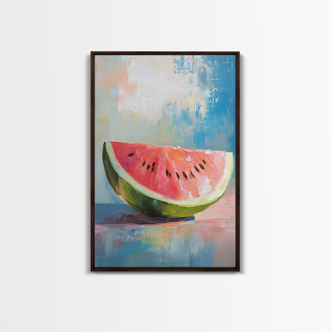 Bright Watermelon Slice Still Life Wall Art, Colorful Kitchen Decor, Summer Fruit Painting, Modern Farmhouse Art Print, Housewarming Gift