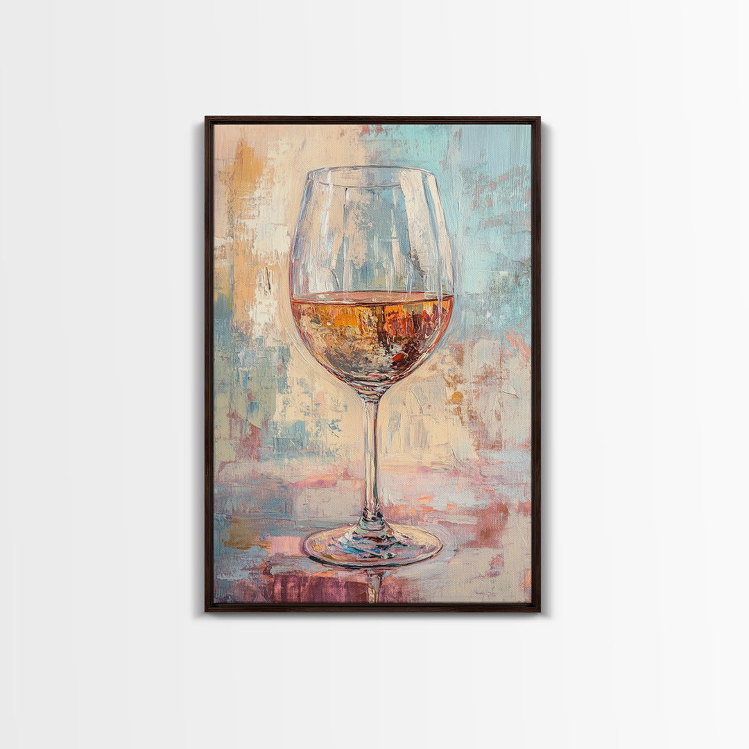 Sparkling Rosé Wine Glass Wall Art, Modern Kitchen Decor, Bar Cart Print, Dining Room Poster, Gift For Wine Lover, Home Decor