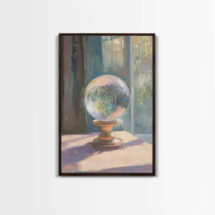 Crystal Ball In Sunlit Window Canvas Print, Mystical Wall Art, Celestial Decor, Spiritual Home Decor, Unique Gift For Her