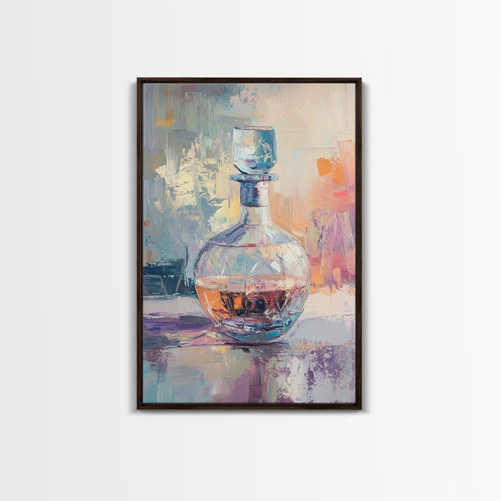 Crystal Whiskey Decanter Canvas Print, Bar Cart Wall Art, Home Bar Decor, Man Cave Decor, Cocktail Art Gift For Him, Office Decor