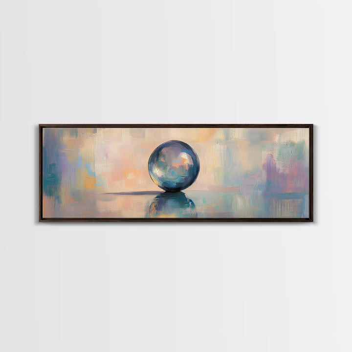 Reflective Blue Glass Sphere Wall Art, Modern Abstract Still Life, Contemporary Canvas Wall Art, Office Decor, Calming Print