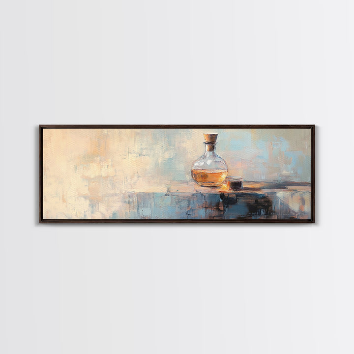 Whiskey Decanter And Glass Canvas Print, Moody Bar Art, Home Bar Decor, Masculine Office Wall Art, Man Cave Decor, Gift For Him