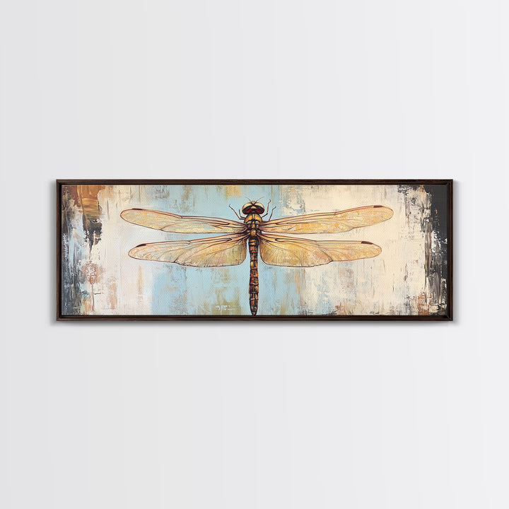 Detailed Dragonfly Insect Wall Art, Nature Inspired Canvas Print, Botanical Wall Decor, Rustic Wildlife Gift For Her, Office Decor