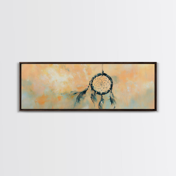 Boho Dreamcatcher With Feathers Wall Art, Southwestern Canvas Print, Spiritual Decor, Earth Tone Bedroom Gift For Her, Dorm Decor