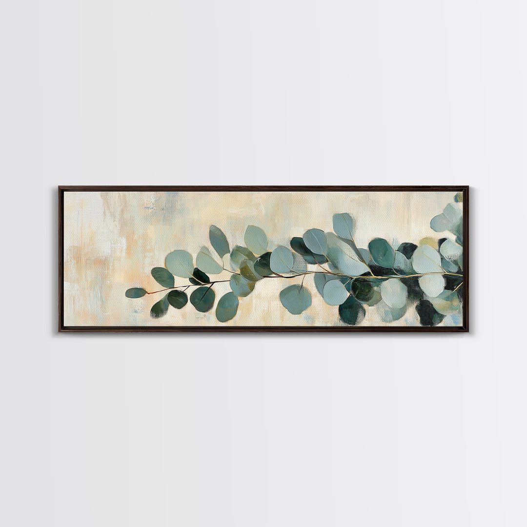 Eucalyptus Branch Botanical Wall Art, Sage Green Minimalist Canvas Print, Organic Modern Decor, Neutral Living Room Print