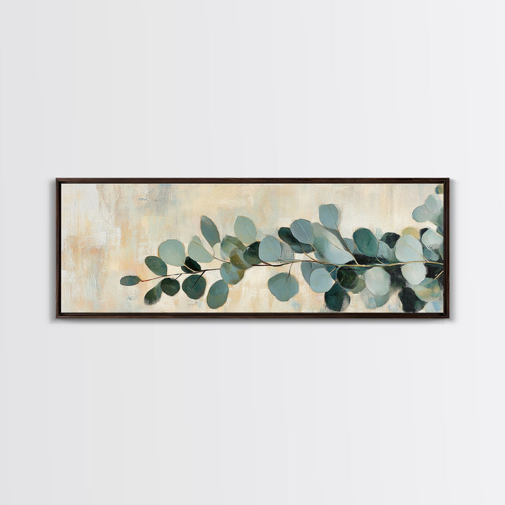 Eucalyptus Branch Botanical Wall Art, Sage Green Minimalist Canvas Print, Organic Modern Decor, Neutral Living Room Print