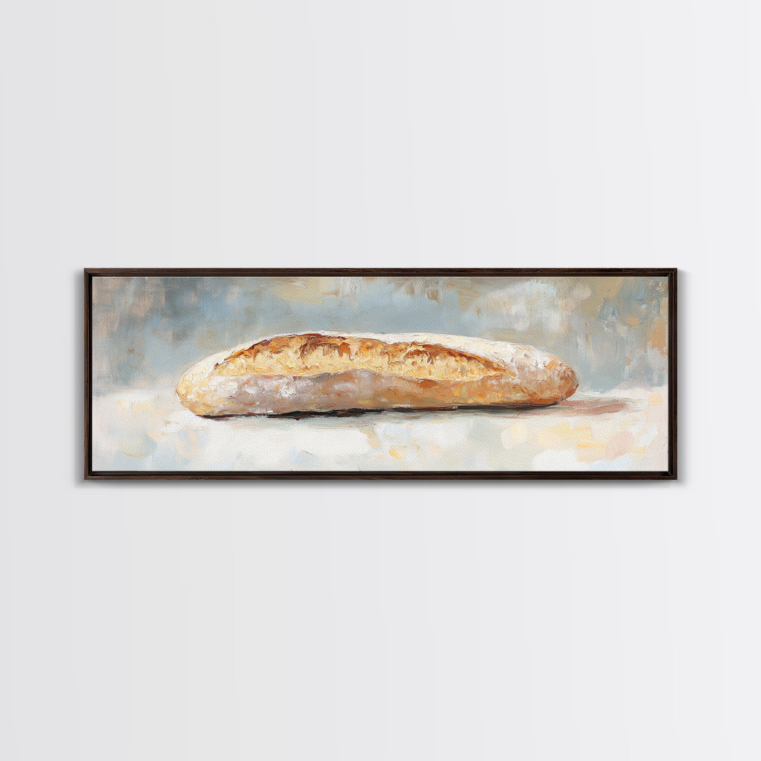 Rustic Baguette Bread Still Life Wall Art, French Bakery Canvas Print For Kitchen, Cafe Decor, Foodie Gift, Dining Room Print