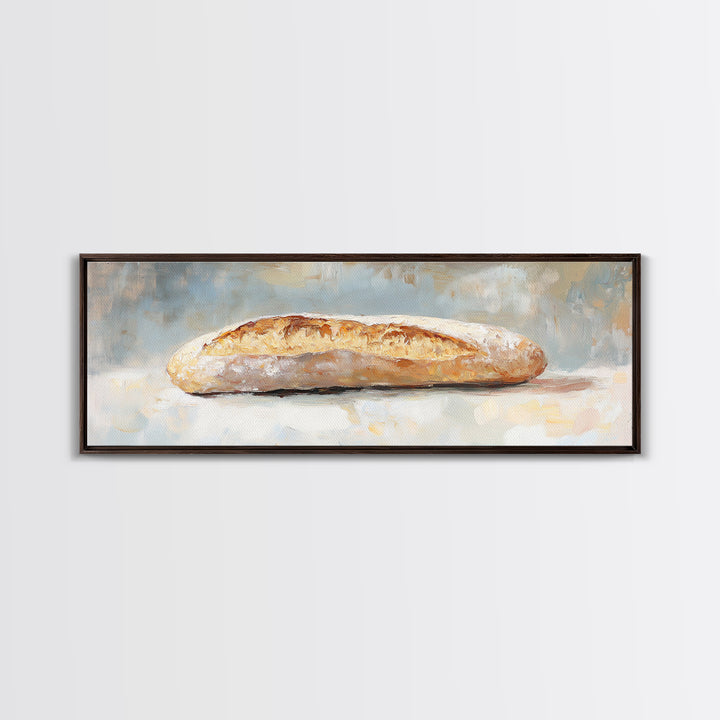 Rustic Baguette Bread Still Life Wall Art, French Bakery Canvas Print For Kitchen, Cafe Decor, Foodie Gift, Dining Room Print