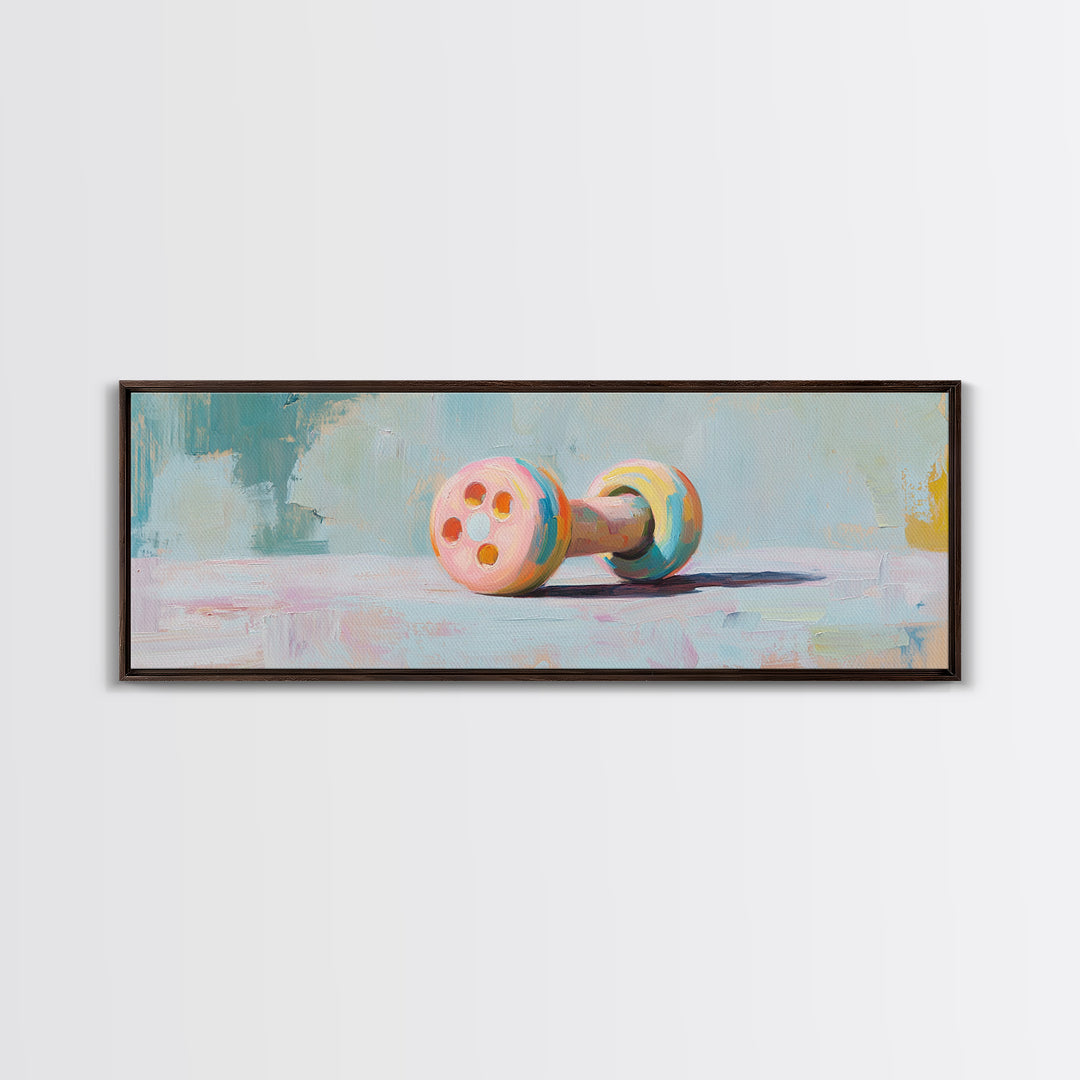 Pastel Dumbbell Still Life Canvas Print, Fitness Studio Decor, Home Gym Wall Art, Pilates Gift, Wellness Workout Room Decor