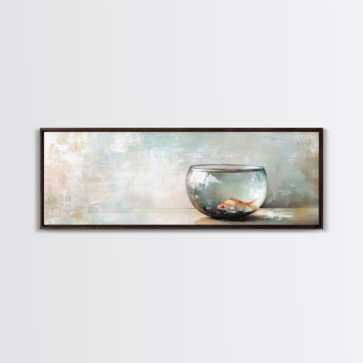 Goldfish In Glass Bowl Wall Art, Minimalist Ocean Decor, Animal Art Print, Coastal Bathroom Canvas Print, Gift For Fish Lovers