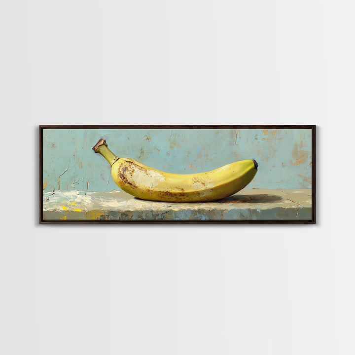 Rustic Yellow Banana Still Life Canvas Print, Whimsical Kitchen Wall Art For Food Decor Dining Room Decor And Housewarming Gift