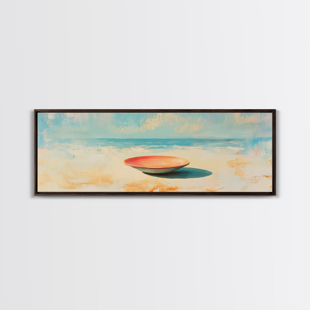 Minimal Beach Bowl Seascape Wall Art, Coastal Canvas Print, Modern Nautical Decor, Serene Ocean Landscape Painting For Beach House