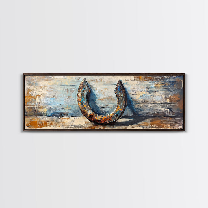 Rusty Horseshoe Western Still Life Wall Art, Farmhouse Rustic Decor, Cowboy Canvas Print For Entryway Or Man Cave Wall Decor Gift