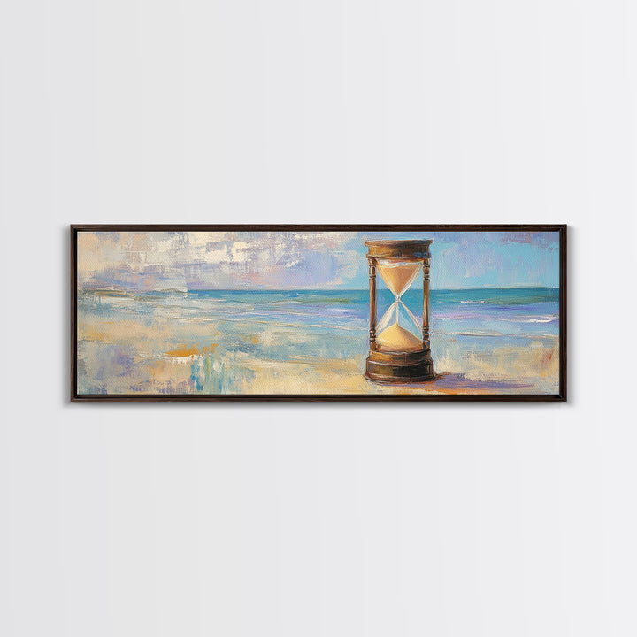 Beach Hourglass Seascape Wall Art, Coastal Canvas Print, Ocean Decor, Nautical Landscape Painting, Serene Living Room Art