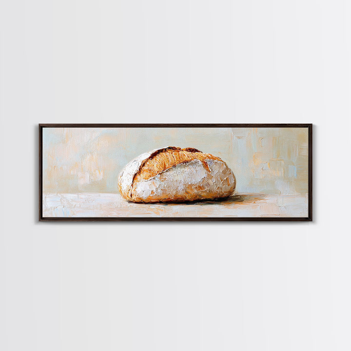 Crusty Artisan Bread Loaf Still Life Canvas Print, Rustic Kitchen Wall Art, Bakery Decor, Food Lover Gift, Farmhouse Decor