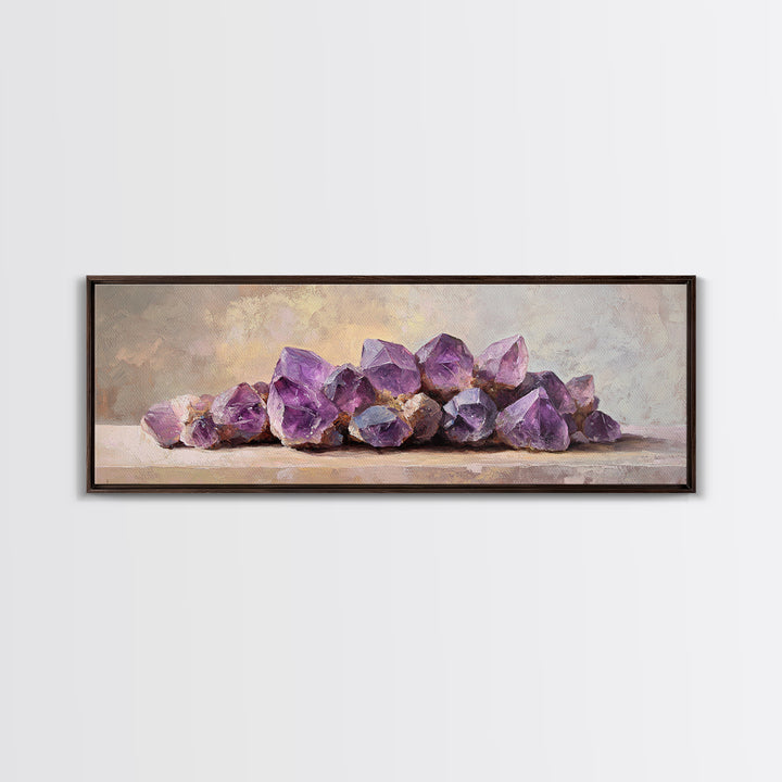 Purple Amethyst Crystal Cluster Canvas Print, Geode Wall Art, Spiritual Decor, Reiki Healing Gift, Modern Home Decor, Living Room Decor