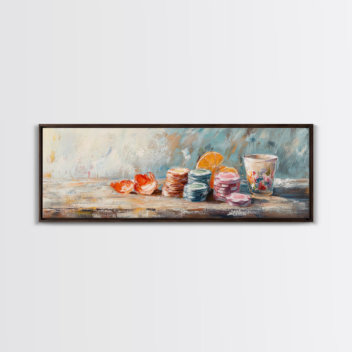 Pastel Macarons And Citrus Still Life Canvas Print, Kitchen Wall Art, French Patisserie Decor, Bakery Gift For Her, Cute Kitchen Decor