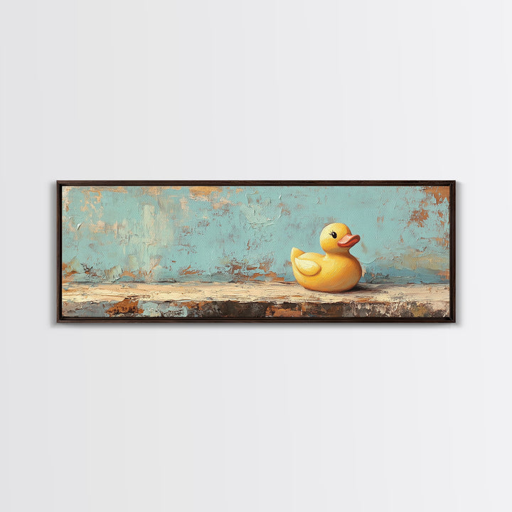 Yellow Rubber Duck Wall Art, Whimsical Bathroom Canvas Print, Cute Kids Room Decor, Playful Nursery Gift, Fun Wall Decor