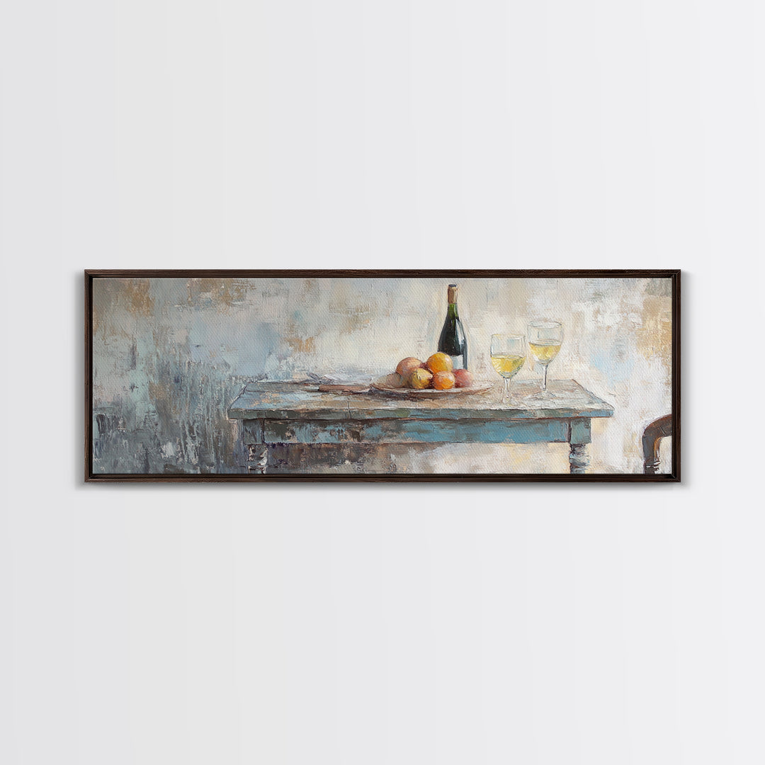 Wine Bottle And Fruit Wall Art, Rustic Dining Room Decor, French Country Canvas Print, Kitchen Wall Decor, Housewarming Gift