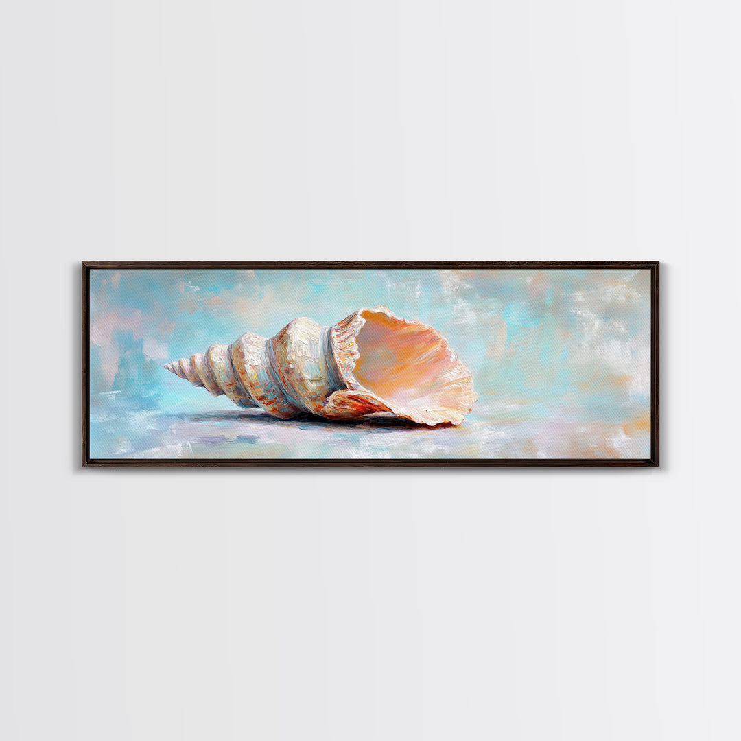 Large Pink Conch Seashell Framed Canvas Print, Coastal Wall Art, Beach House Decor, Ocean Wall Decor, Nautical Gift, Seaside Wall Art